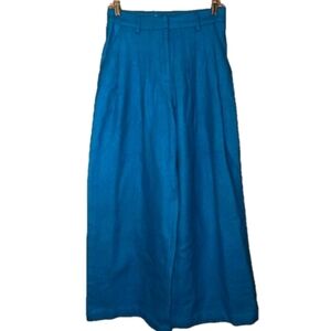 Frances Valentine Women's Elegant Blue Wide Leg Wool Pants Size 2